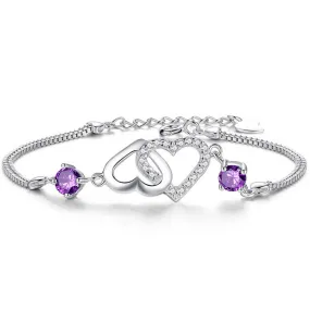 Heart shaped amethyst bracelet