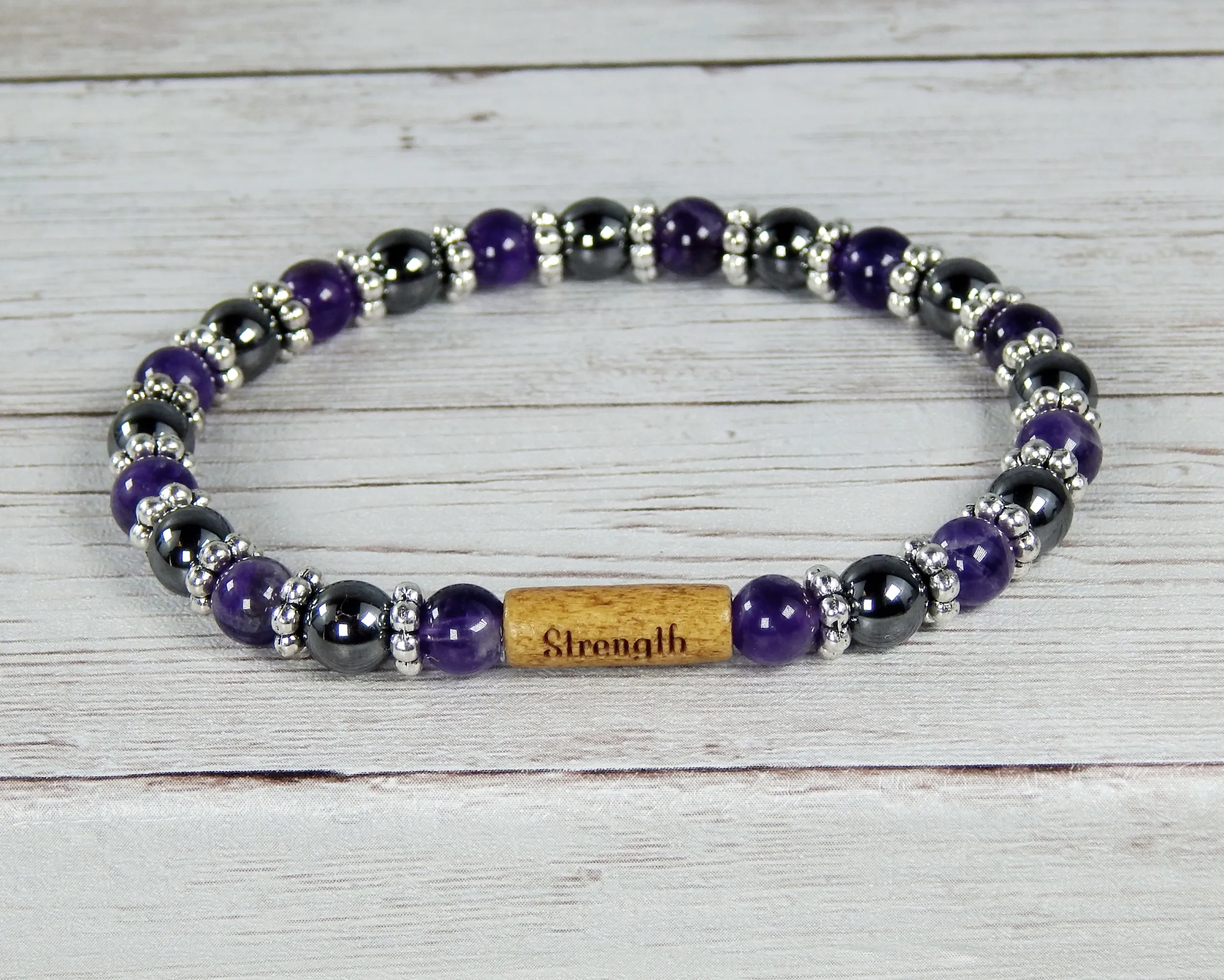 Inspirational Jewelry for Women - Amethyst Bracelet with Word Bead