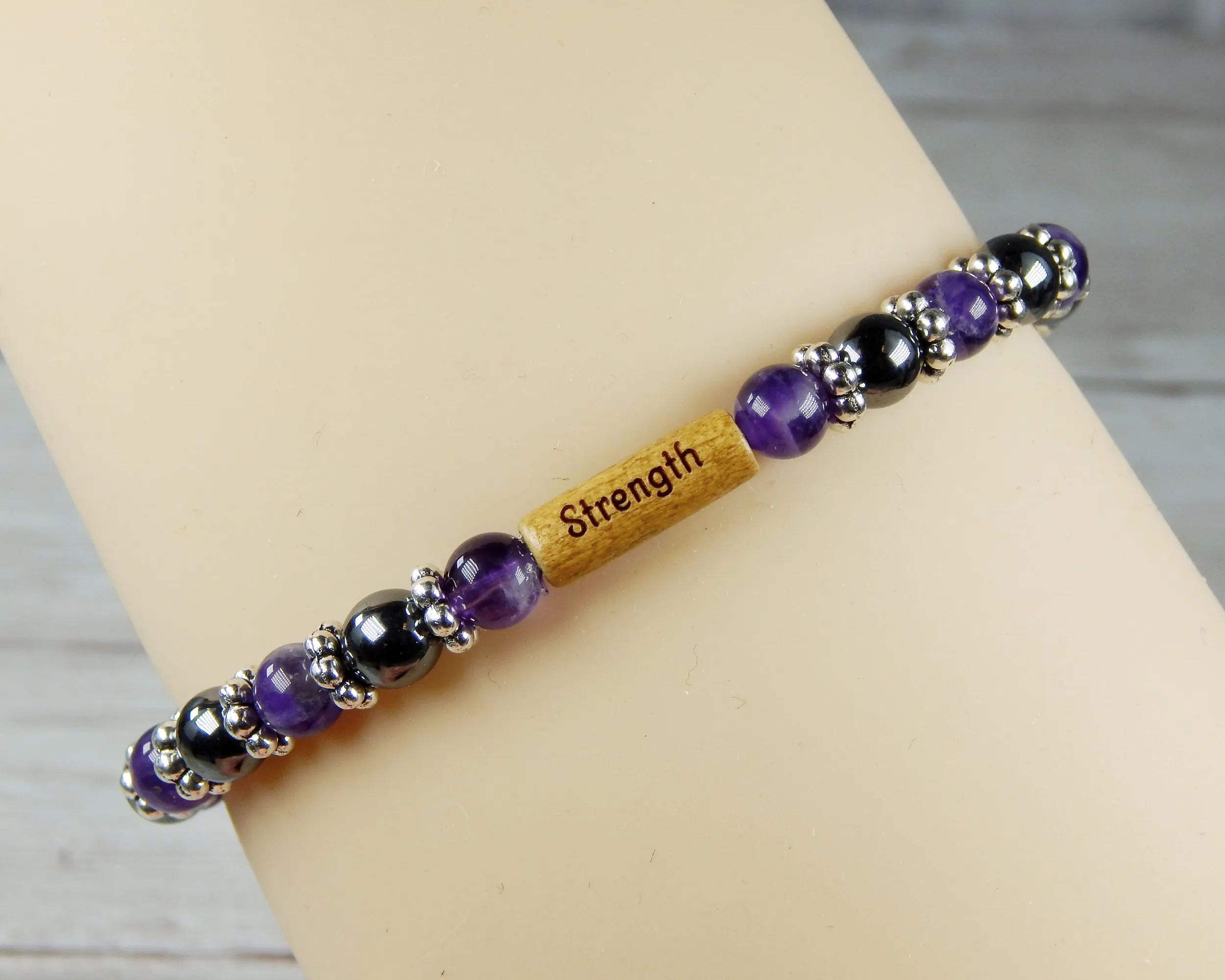 Inspirational Jewelry for Women - Amethyst Bracelet with Word Bead