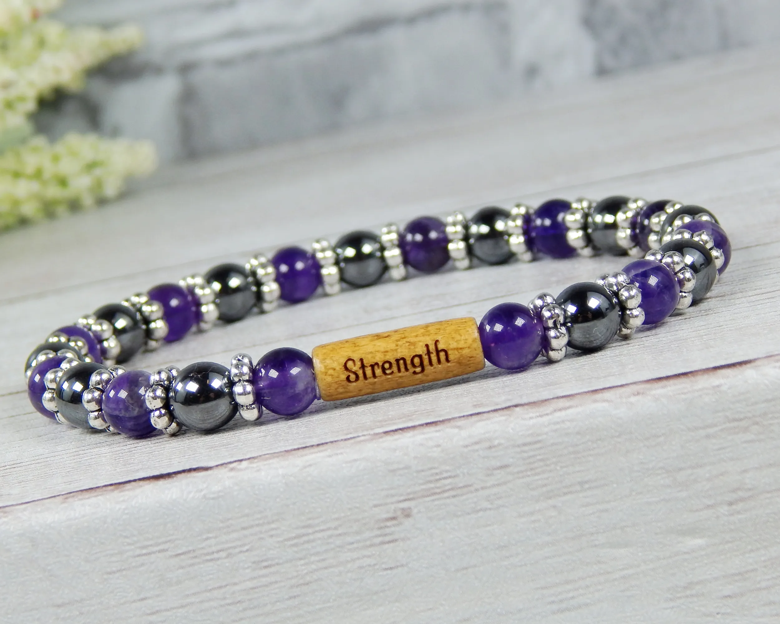 Inspirational Jewelry for Women - Amethyst Bracelet with Word Bead