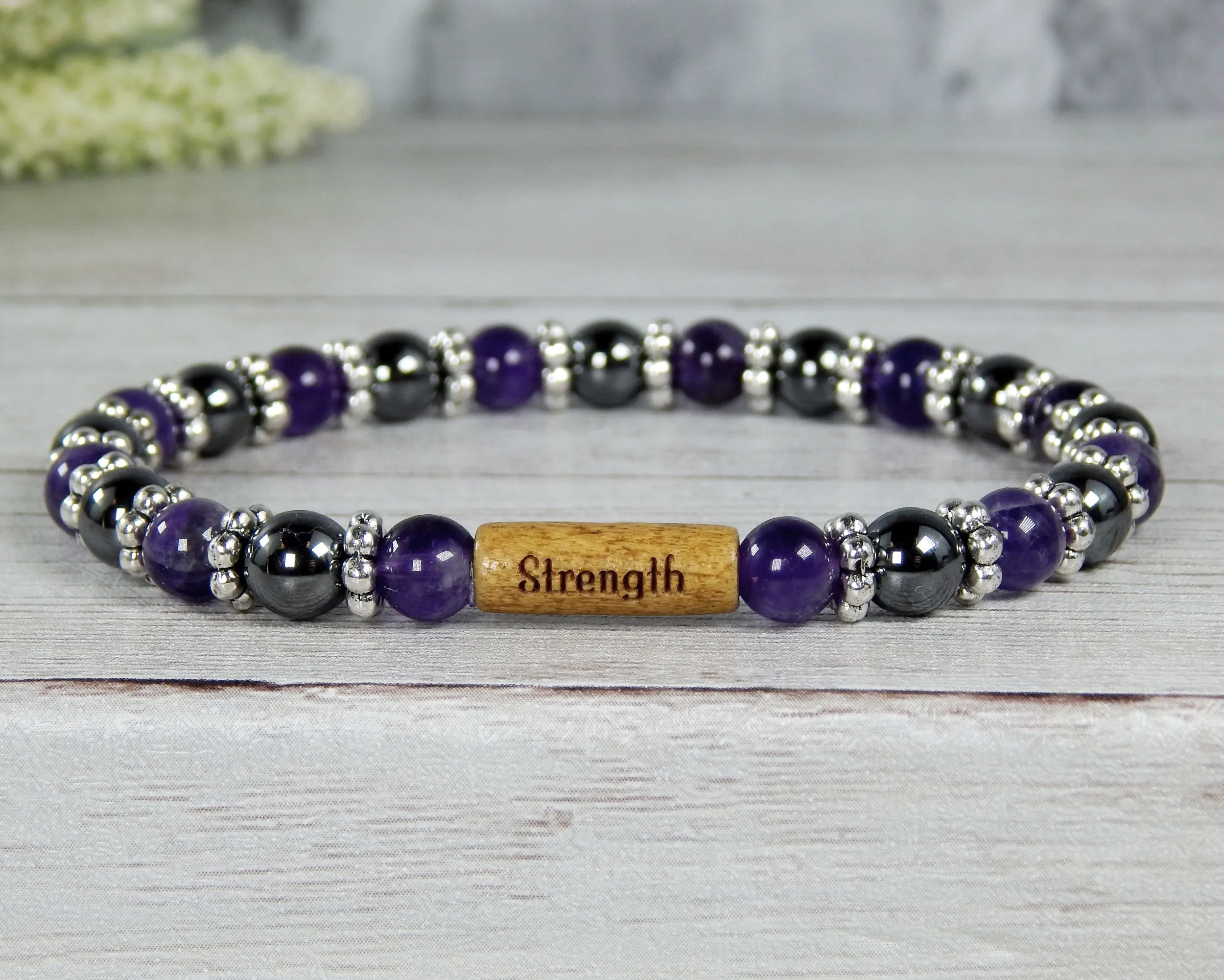 Inspirational Jewelry for Women - Amethyst Bracelet with Word Bead