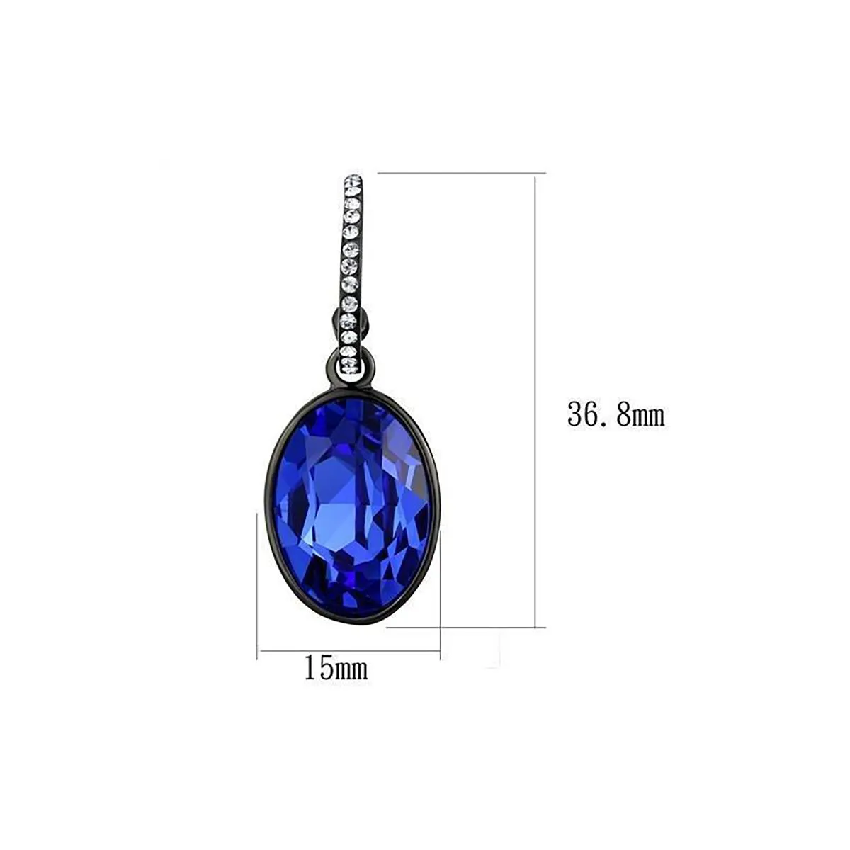 IP Black(Ion Plating) Stainless Steel Earrings with Top Grade Crystal in Sapphire for Women Sapphire Stone Color Style TK2538