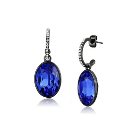 IP Black(Ion Plating) Stainless Steel Earrings with Top Grade Crystal in Sapphire for Women Sapphire Stone Color Style TK2538