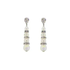 Iridescent Bridal Earrings with Glass Pearl