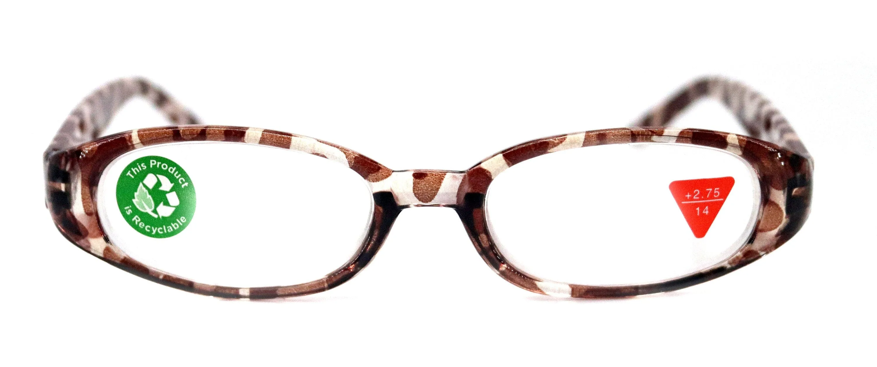 Isabella, (Premium) Reading Glasses, Fashion Reader (Giraffe Brown) Print, Oval Shape  4  5 High Magnification, NY Fifth Avenue (Wide Frame)