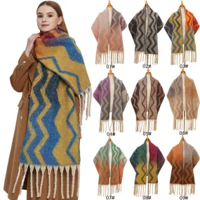 JH-TH13 loop yarn Gradient color wavy pattern winter scarf