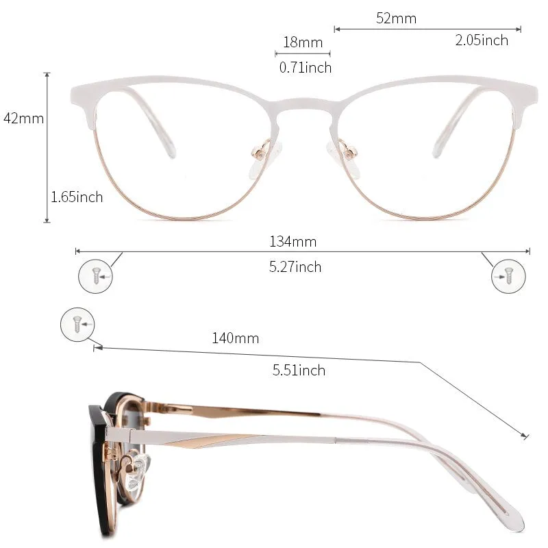 Kansept Women's Full Rim Cat Eye Acetate Eyeglasses Clip On Sunglasses Dp33104