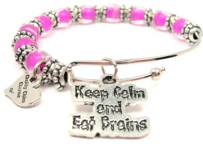 Keep Calm And Eat Brains 9mm Glass Beaded Single Bracelets