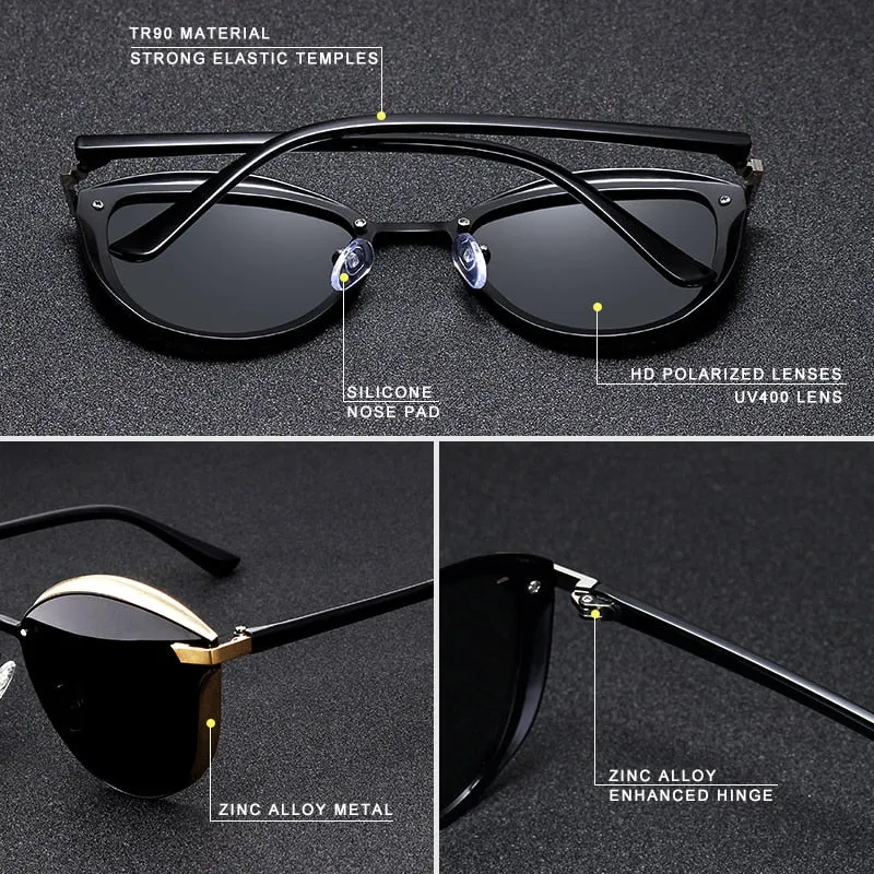 Kingseven Brand Design Cat Eye Sunglasses Women Polarized Alloy Frame Tr90 N-7824F1