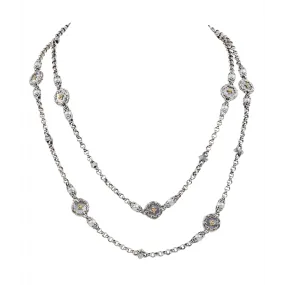 Konstantino Hestia Silver and 18K Gold Mother of Pearl and Pearl Station Necklace