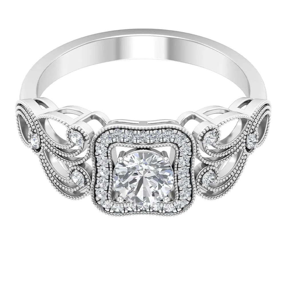 Lab Grown Diamond Vintage Inspired Engagement Ring