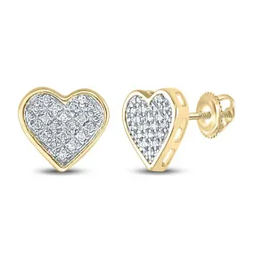 Ladies Heart Diamond Earrings .10cttw .925 Silver