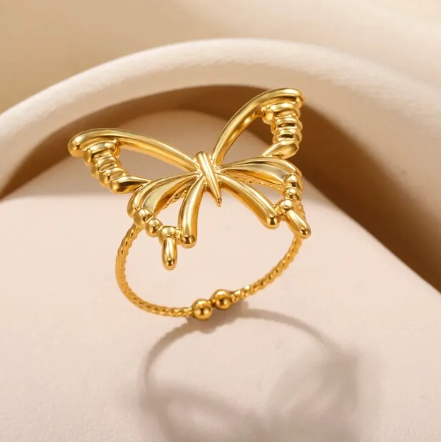 Large Gold Butterfly Ring - Beauty & Transformation