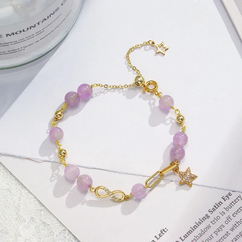 Lavender Amethyst Crystal Sterling Silver Bracelet