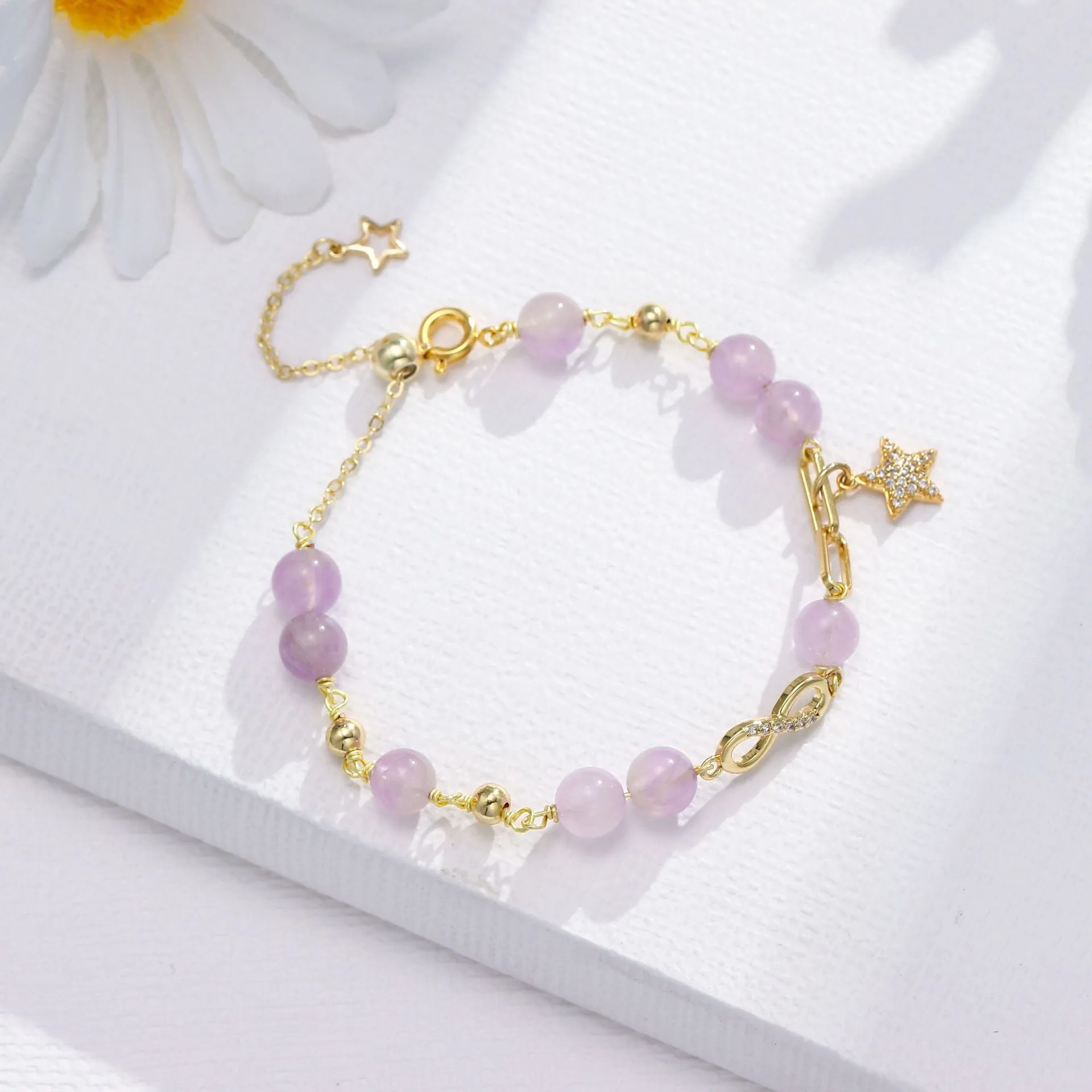 Lavender Amethyst Crystal Sterling Silver Bracelet