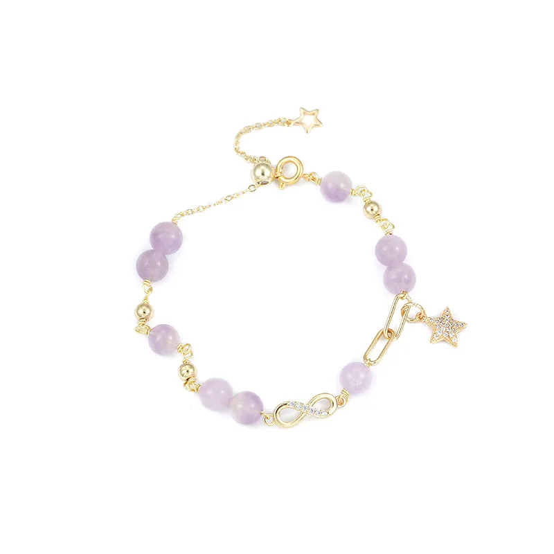 Lavender Amethyst Crystal Sterling Silver Bracelet