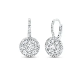 Medium Diamond Round Cluster Lever-Back Earrings