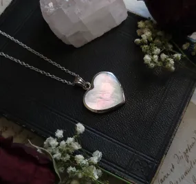 Medium Mother of Pearl Heart Necklace Sterling Silver