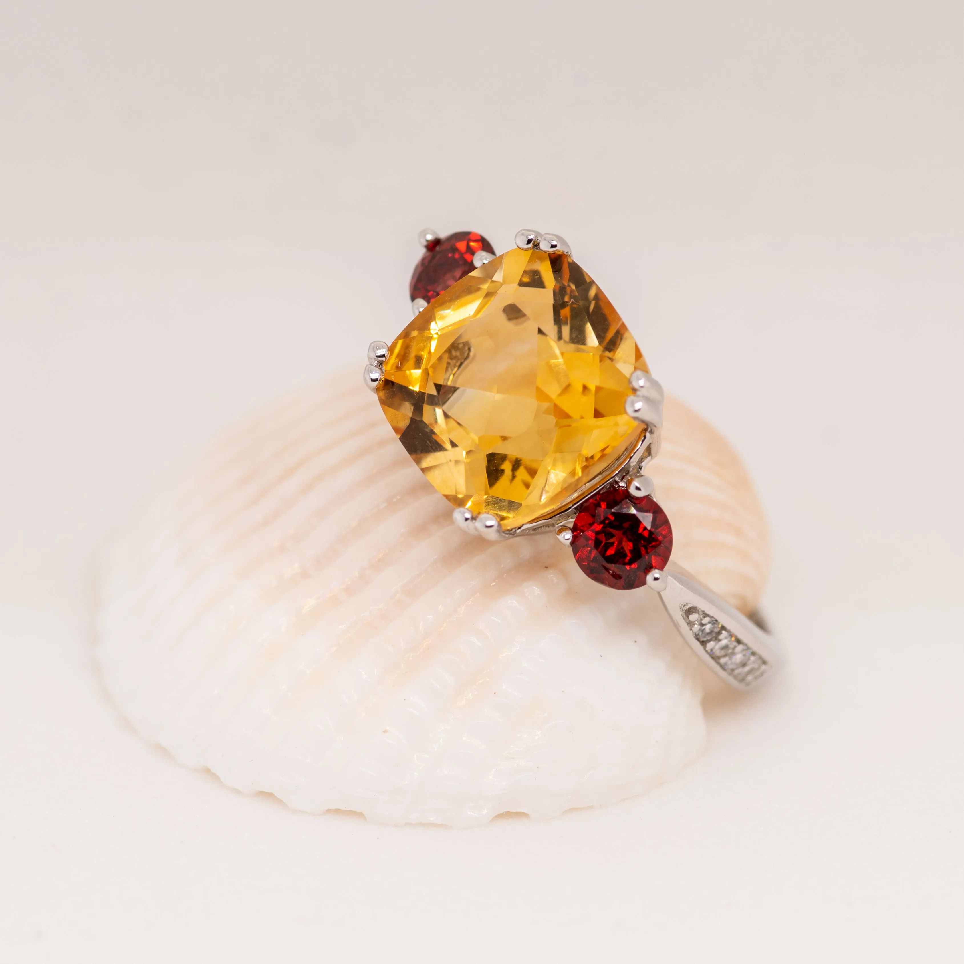 Melina Citrine Garnet Ring