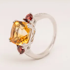 Melina Citrine Garnet Ring