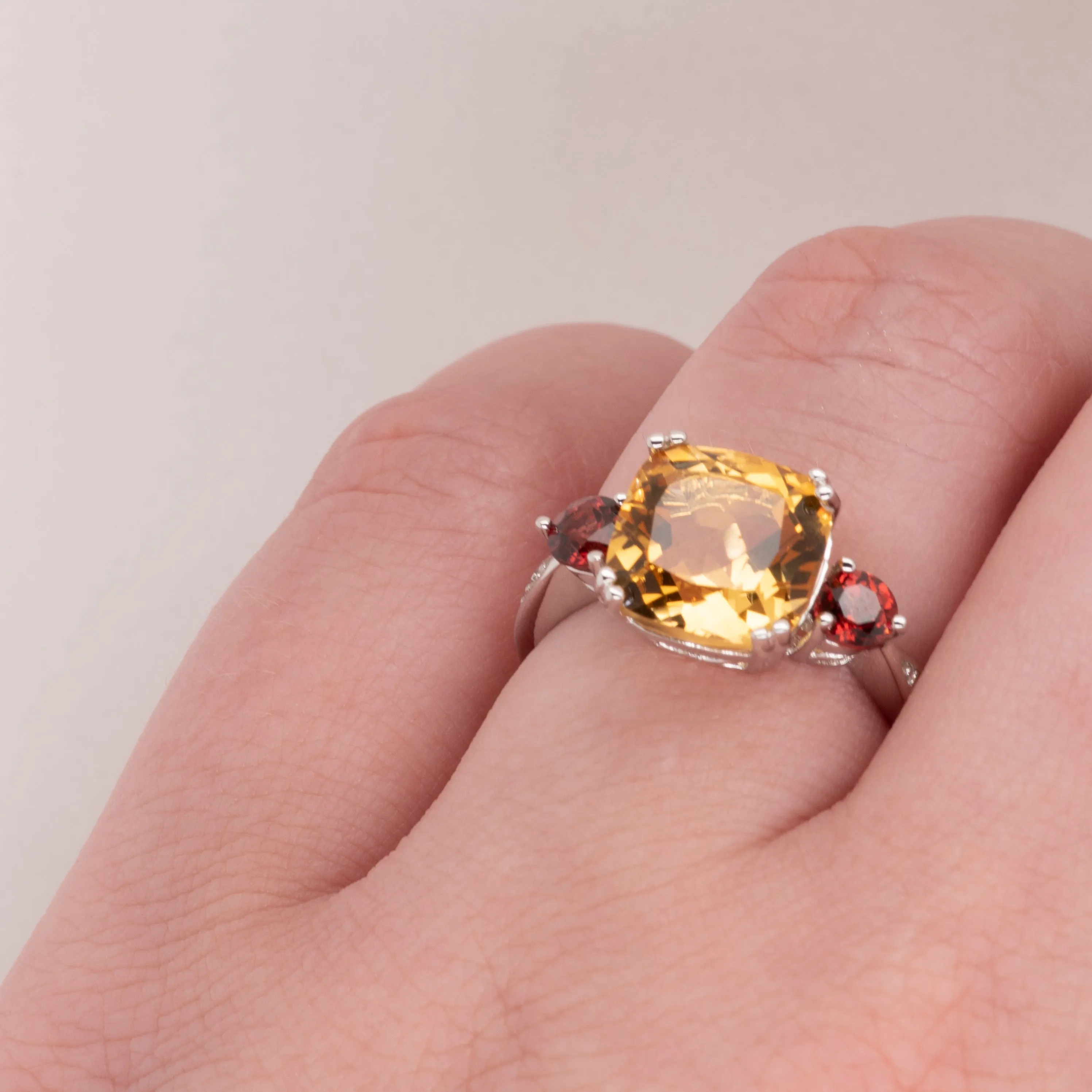 Melina Citrine Garnet Ring