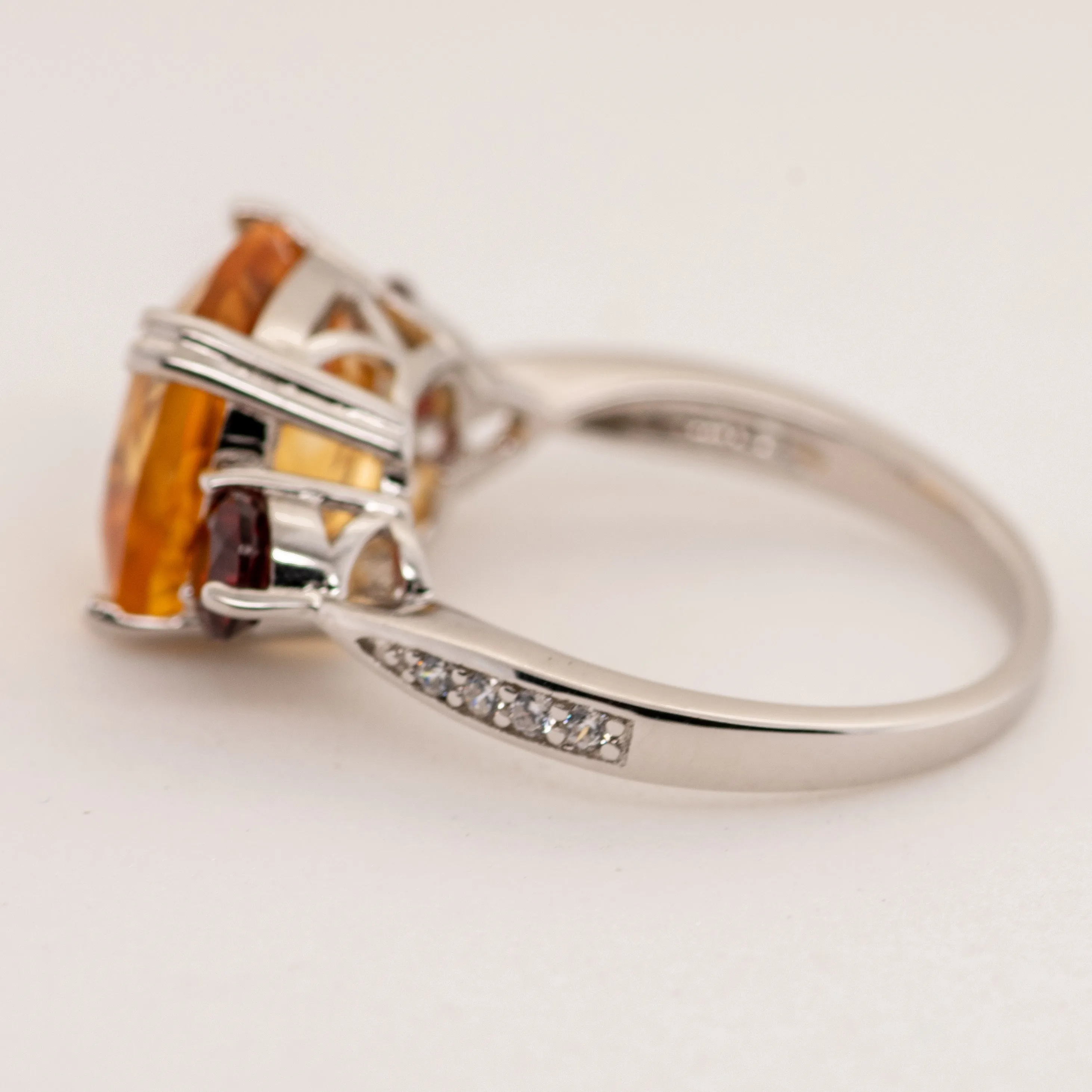 Melina Citrine Garnet Ring