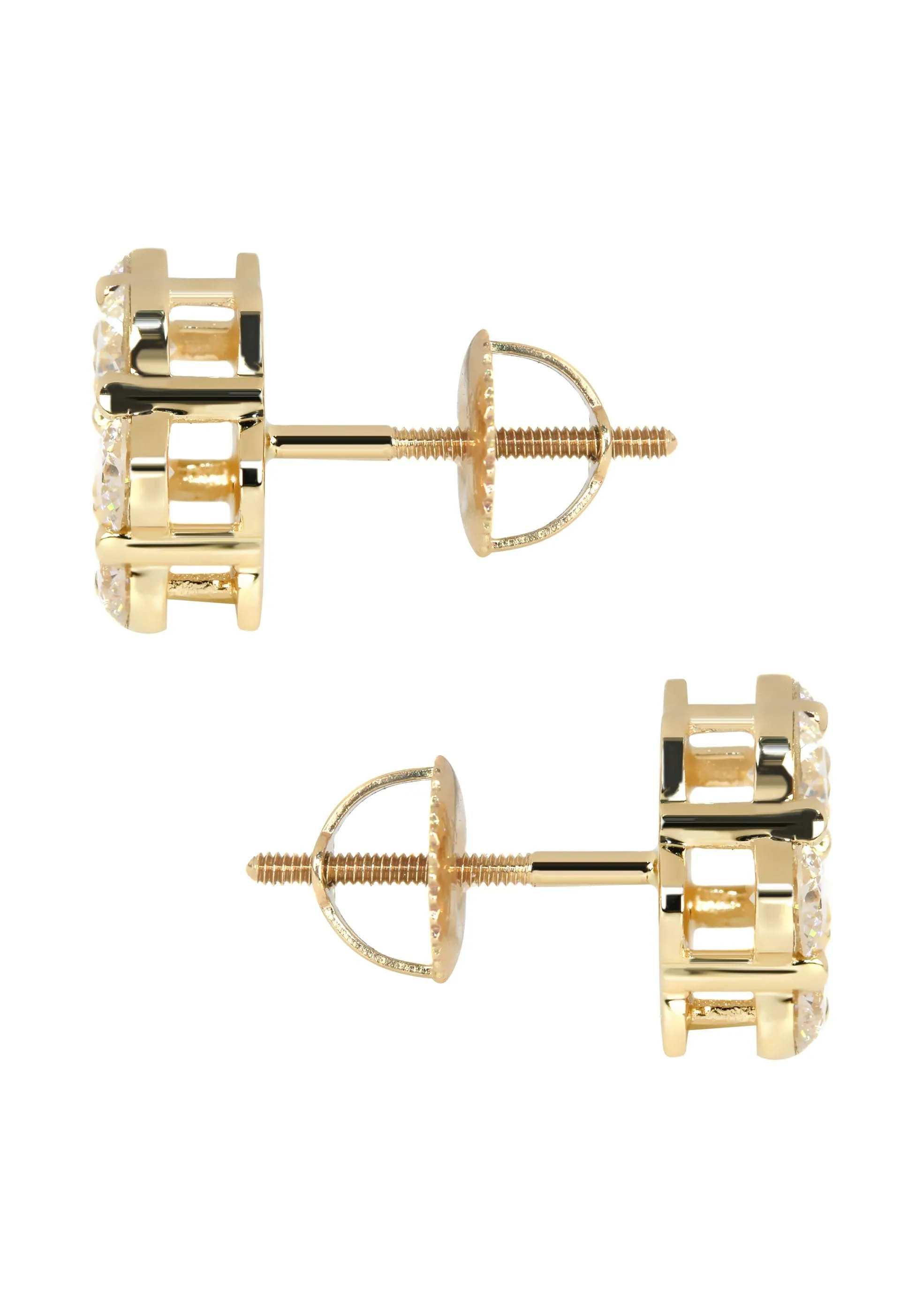 Mens Stud Diamond Earrings | 2.53 Carats 14K Yellow Gold