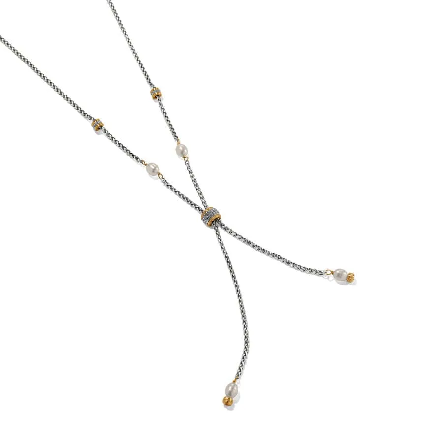 Meridian Petite Pearl Two Tone Y Necklace