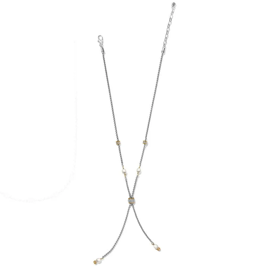 Meridian Petite Pearl Two Tone Y Necklace