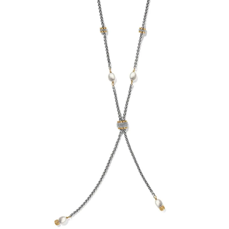 Meridian Petite Pearl Two Tone Y Necklace