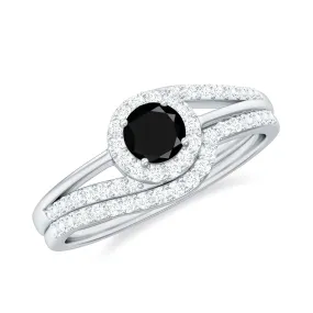 Minimal Black and White Diamond Engagement Ring