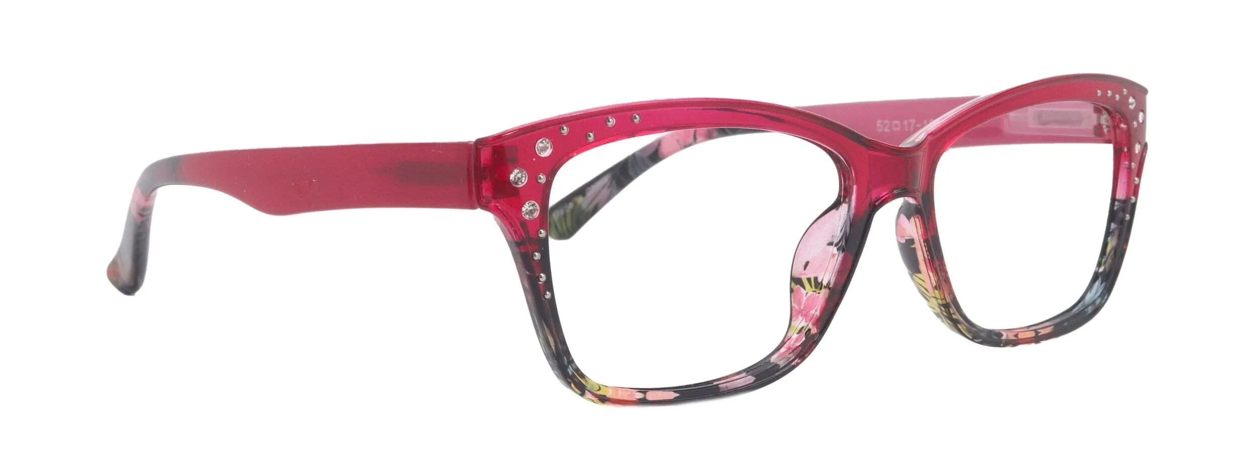 Miriam (Premium) Reading Glasses, High End Readers, Magnifying Glasses (Square) Women Rhinestone bling (Dark Pink) NY Fifth Avenue