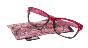 Miriam (Premium) Reading Glasses, High End Readers, Magnifying Glasses (Square) Women Rhinestone bling (Dark Pink) NY Fifth Avenue