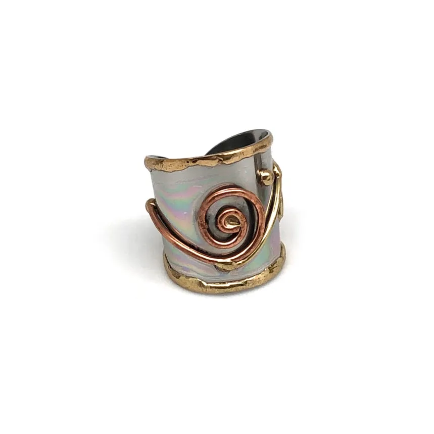 Mixed Metal Cuff Ring - Spiral