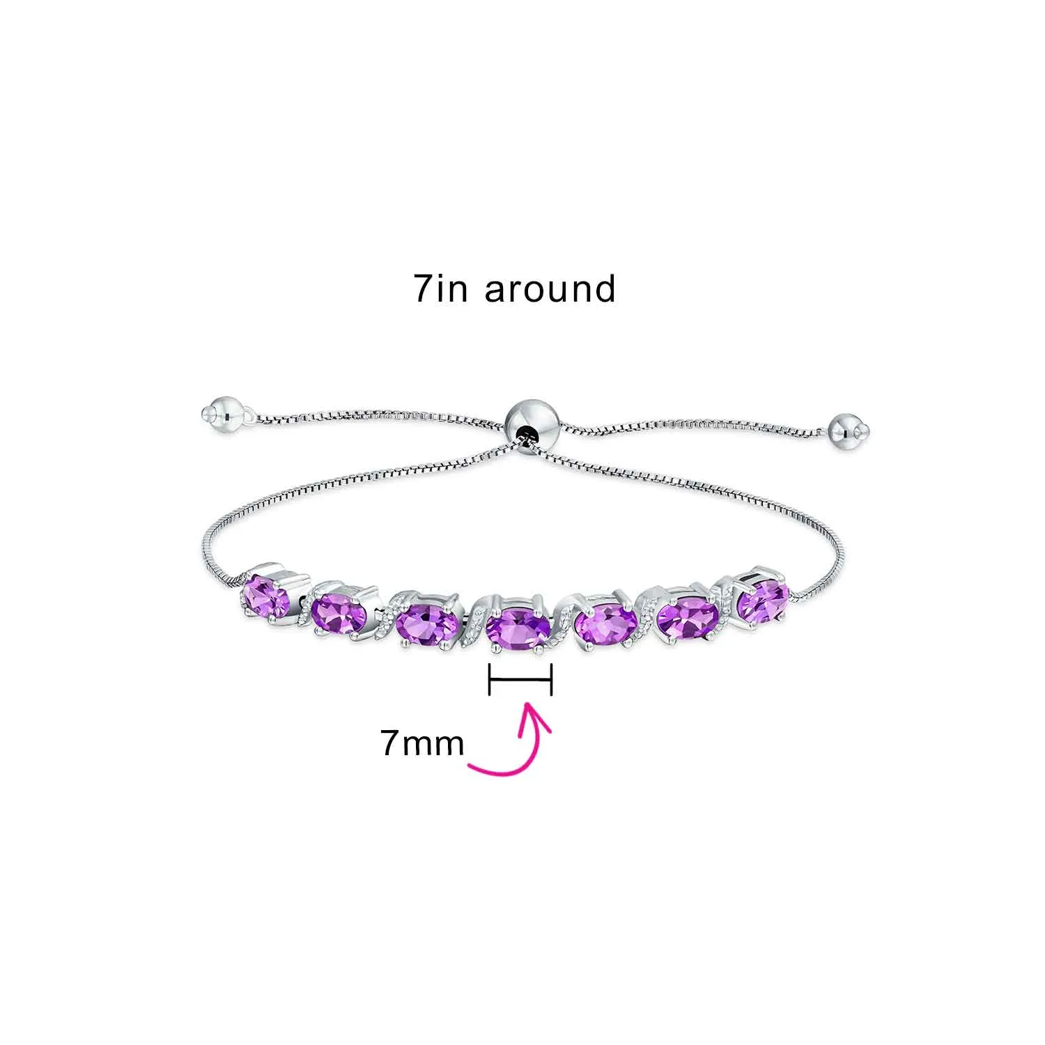 Natural Amethyst & Tanzanite Tennis Bracelet Emerald & Sapphire Sterling Silver