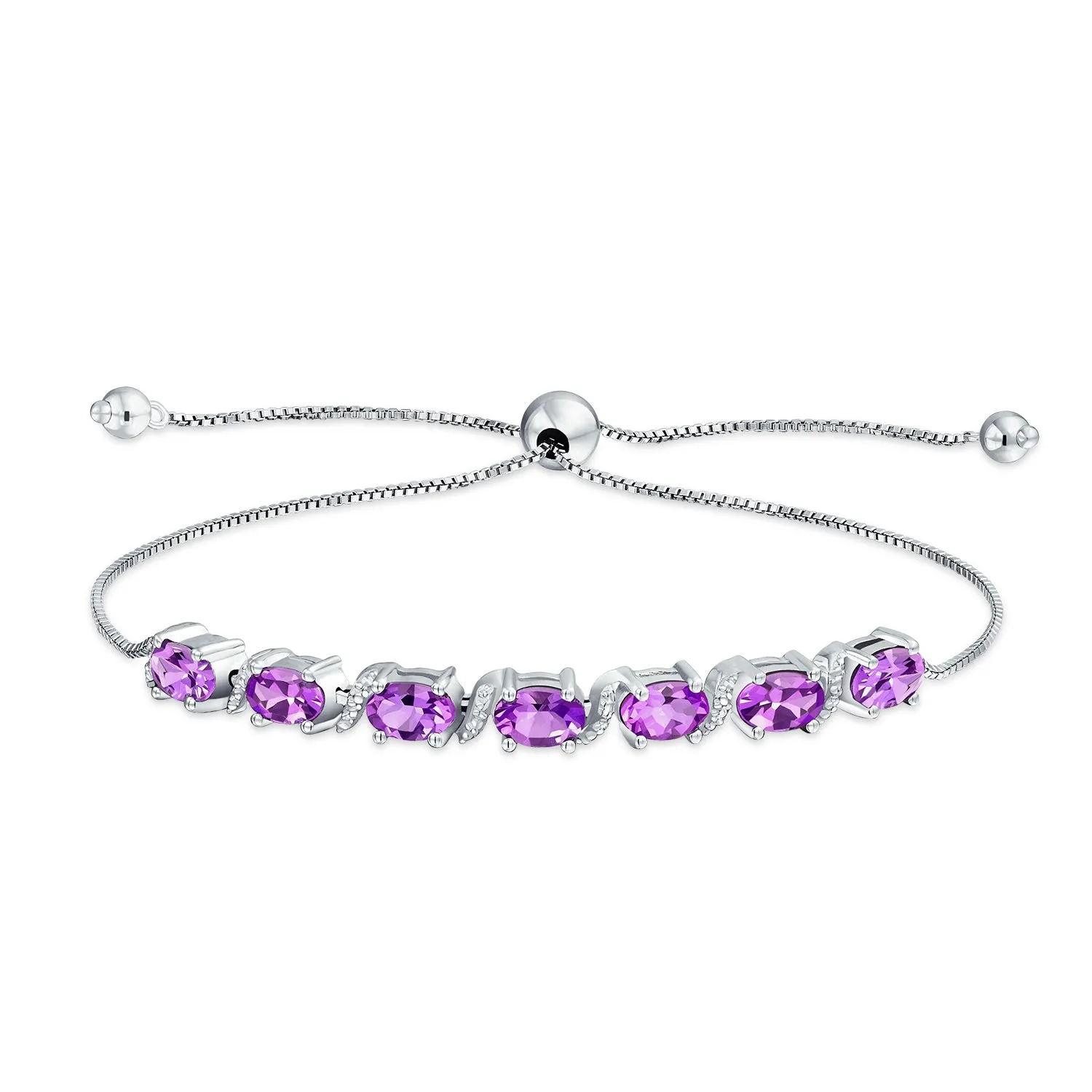 Natural Amethyst & Tanzanite Tennis Bracelet Emerald & Sapphire Sterling Silver