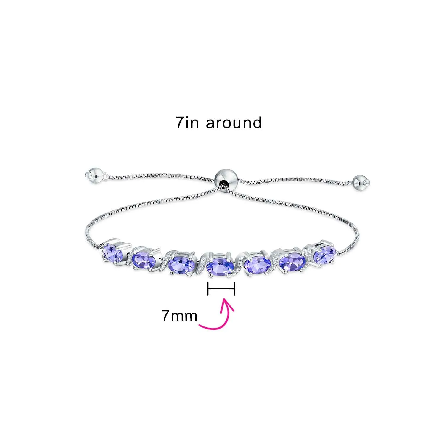 Natural Amethyst & Tanzanite Tennis Bracelet Emerald & Sapphire Sterling Silver