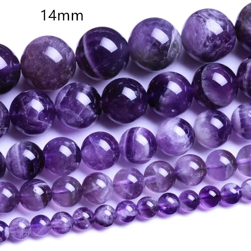 Natural Amethyst Loose Beads Dream Amethyst Semi-Finished Round Beads