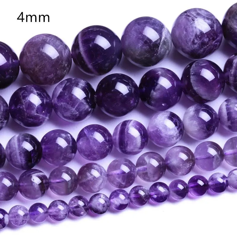 Natural Amethyst Loose Beads Dream Amethyst Semi-Finished Round Beads