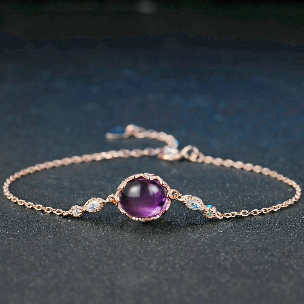 Natural amethyst rose gold bracelet