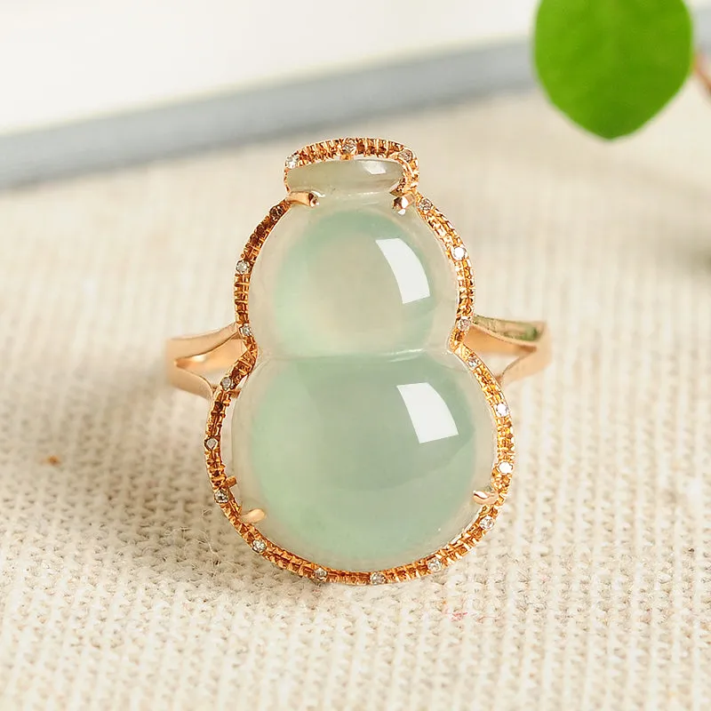 Natural Jade Ring Jadeite Gold Gourd Ring RG26