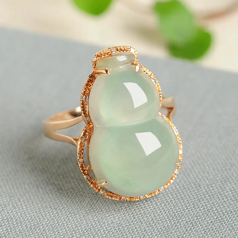 Natural Jade Ring Jadeite Gold Gourd Ring RG26