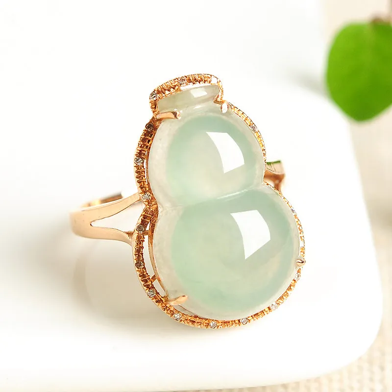 Natural Jade Ring Jadeite Gold Gourd Ring RG26