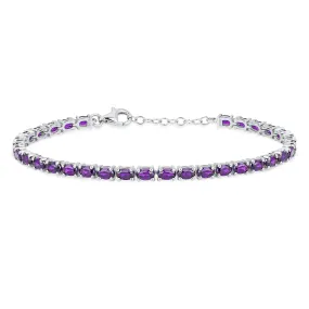 Natural Purple Amethyst Tennis Bracelet in Sterling Silver February Birthstone