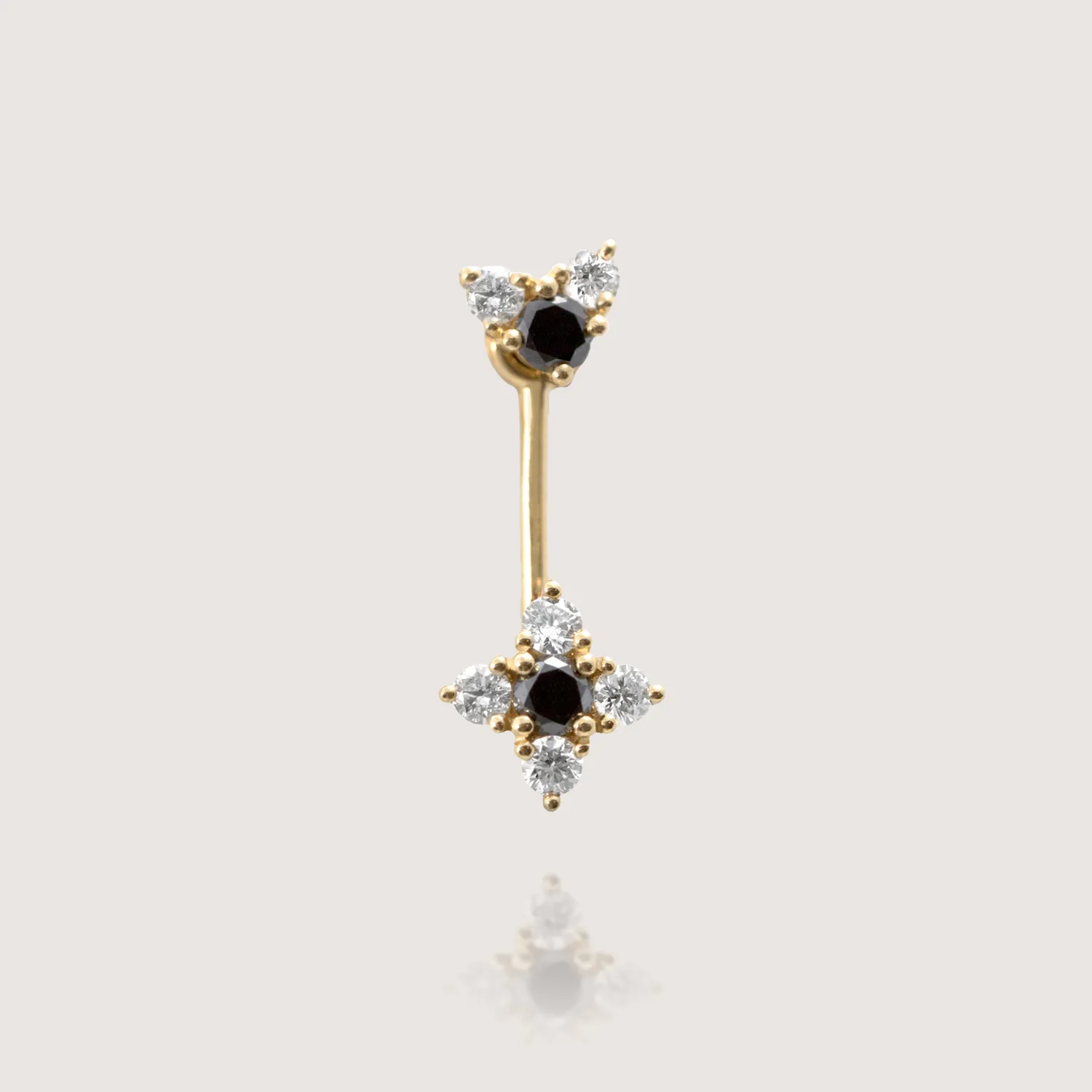 Nona Gold Earring Black & White Diamonds