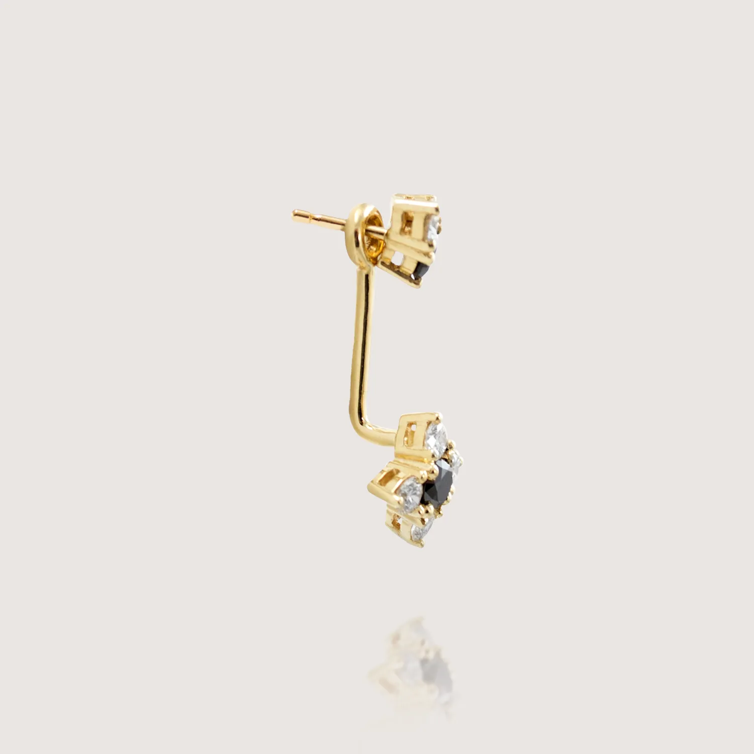 Nona Gold Earring Black & White Diamonds