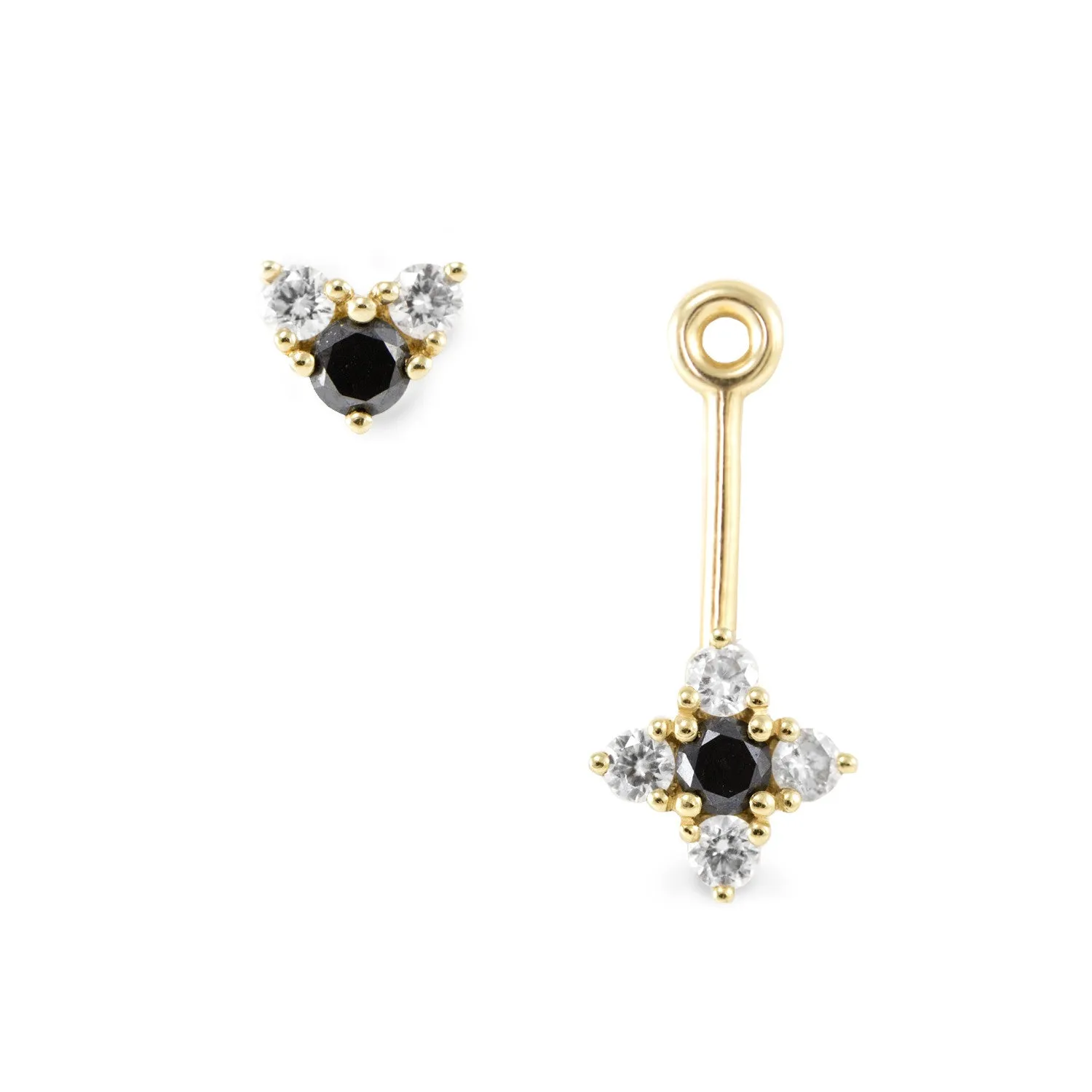 Nona Gold Earring Black & White Diamonds