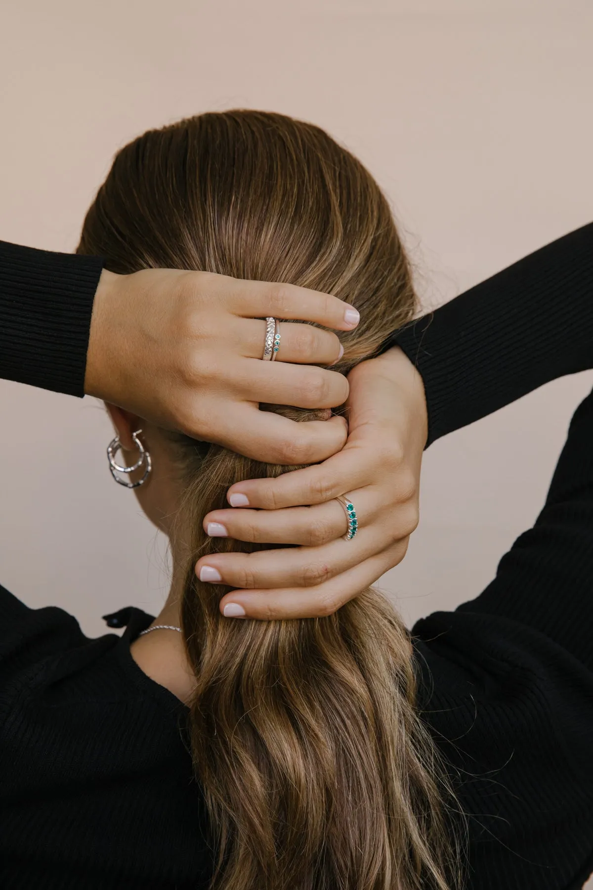 Palm trunk ring silver