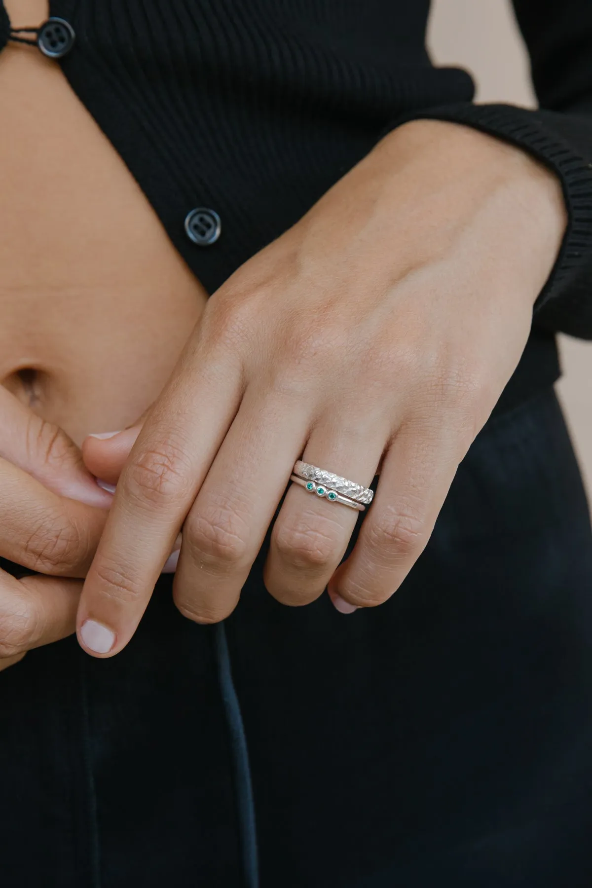 Palm trunk ring silver