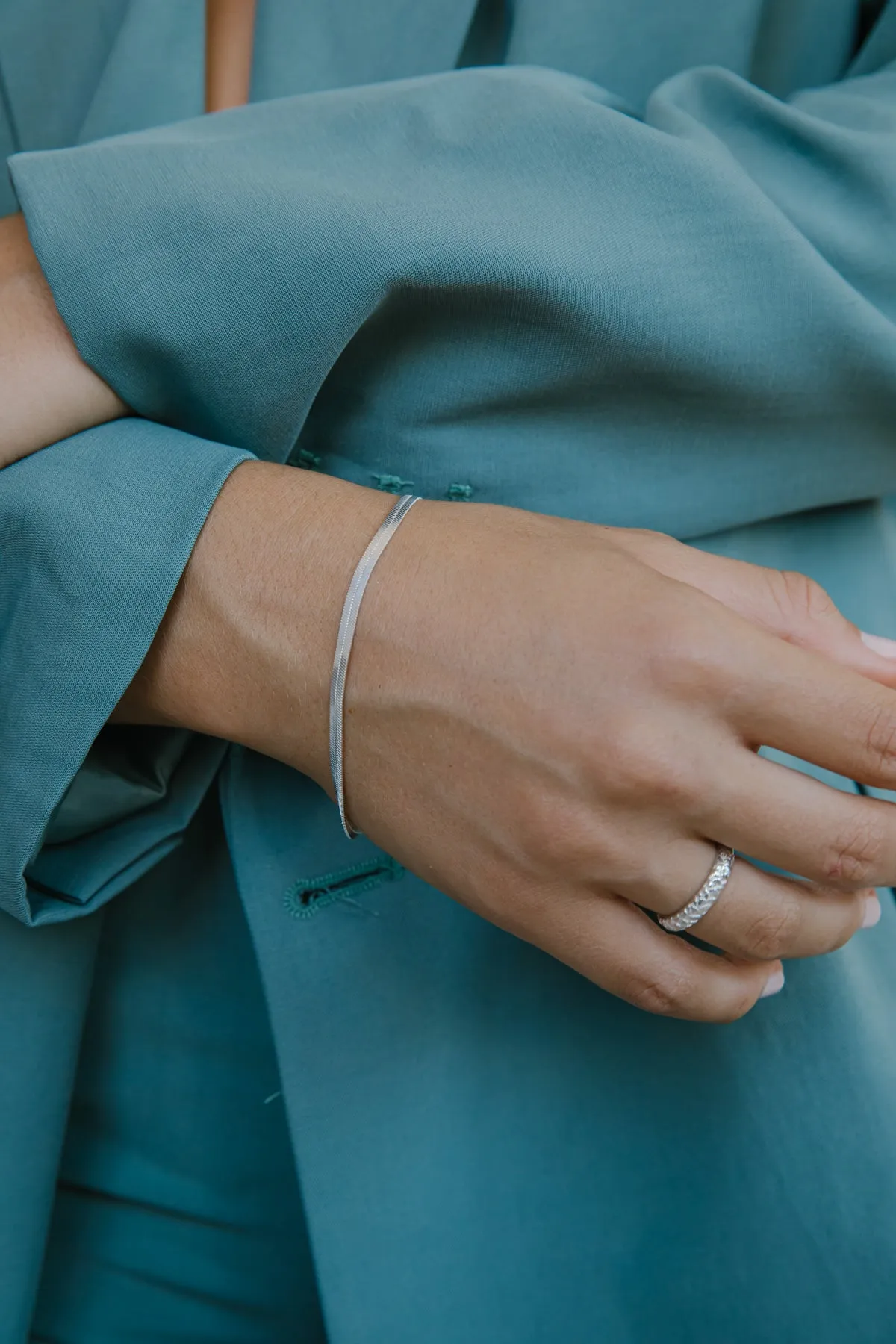 Palm trunk ring silver